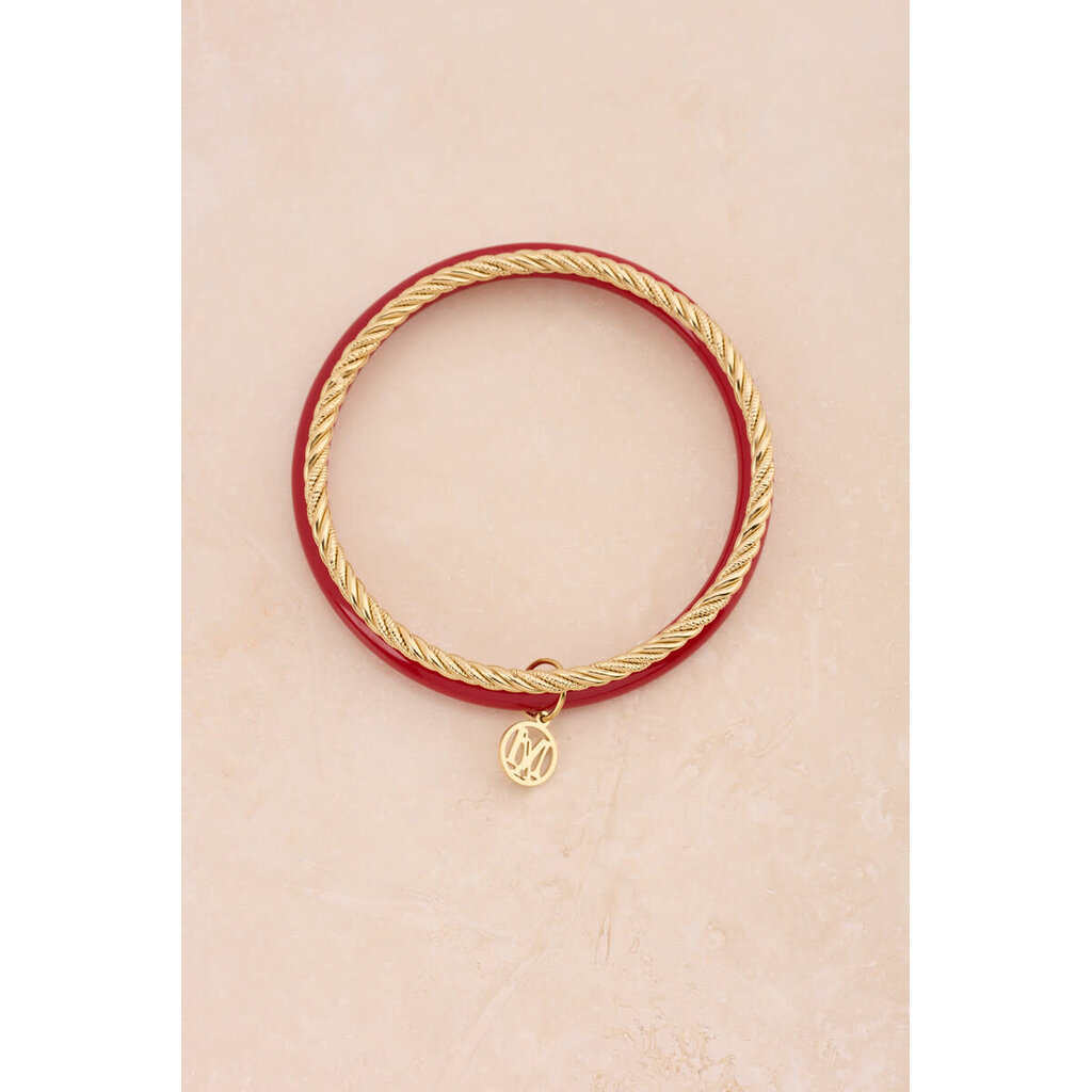 Bangle set thin red MJ15841 Goud