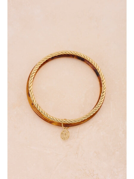 Bangle set thin brown MJ15837 Gold