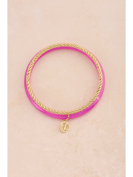 Bangle set thin fuchsia MJ15846 Gold