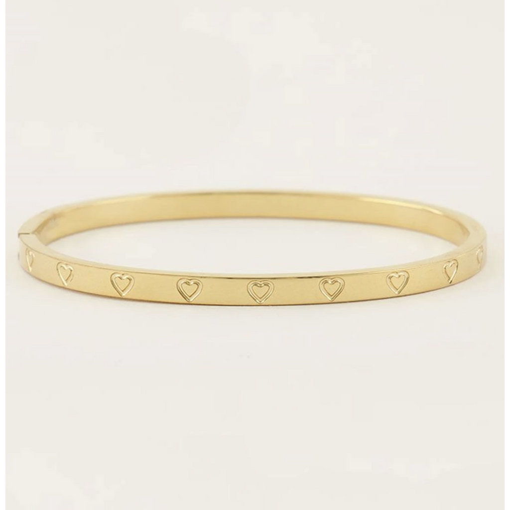 Bangle engraved hearts MJ07347 Goud