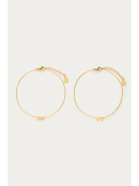 Bracelet besties 2 hearts MJ10342 Goud