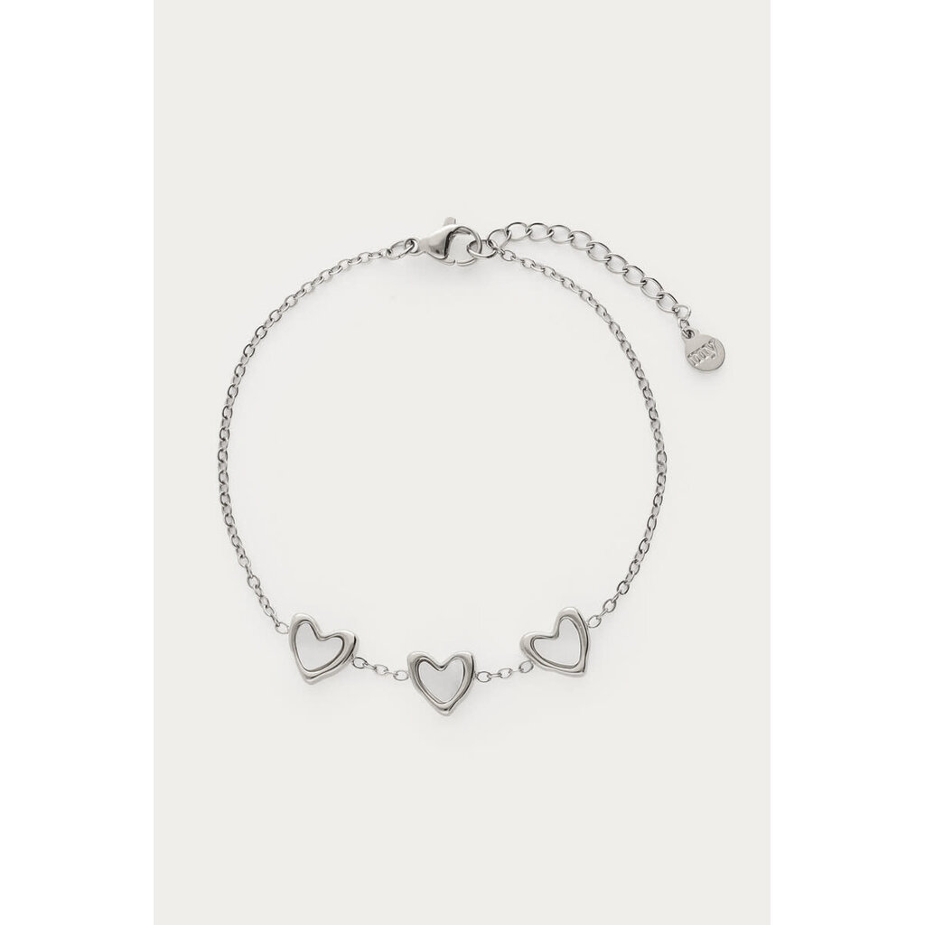 Armband pearl hearts MJ14893 Zilver