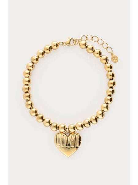 Bracelet steel beads with heart MJ14128 Gold