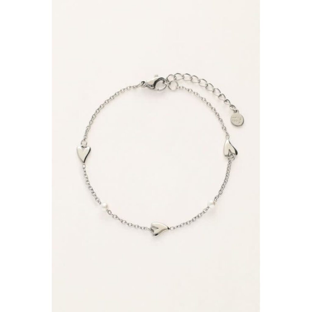 Bracelet hearts & pearls MJ10144 Silver
