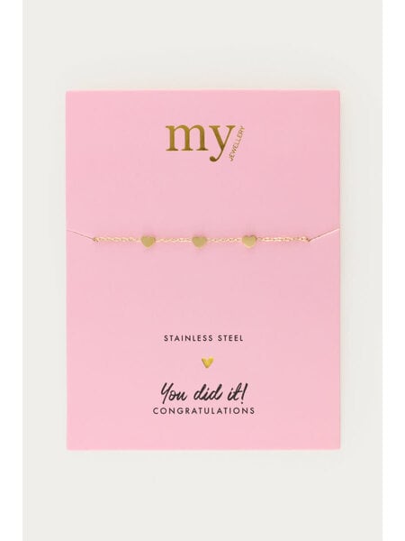 Bracelet with three hearts graduation MJ01902 Gold