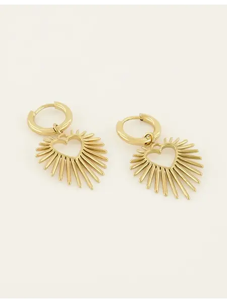 Earring with heart with sun rays MJ07878 Gold