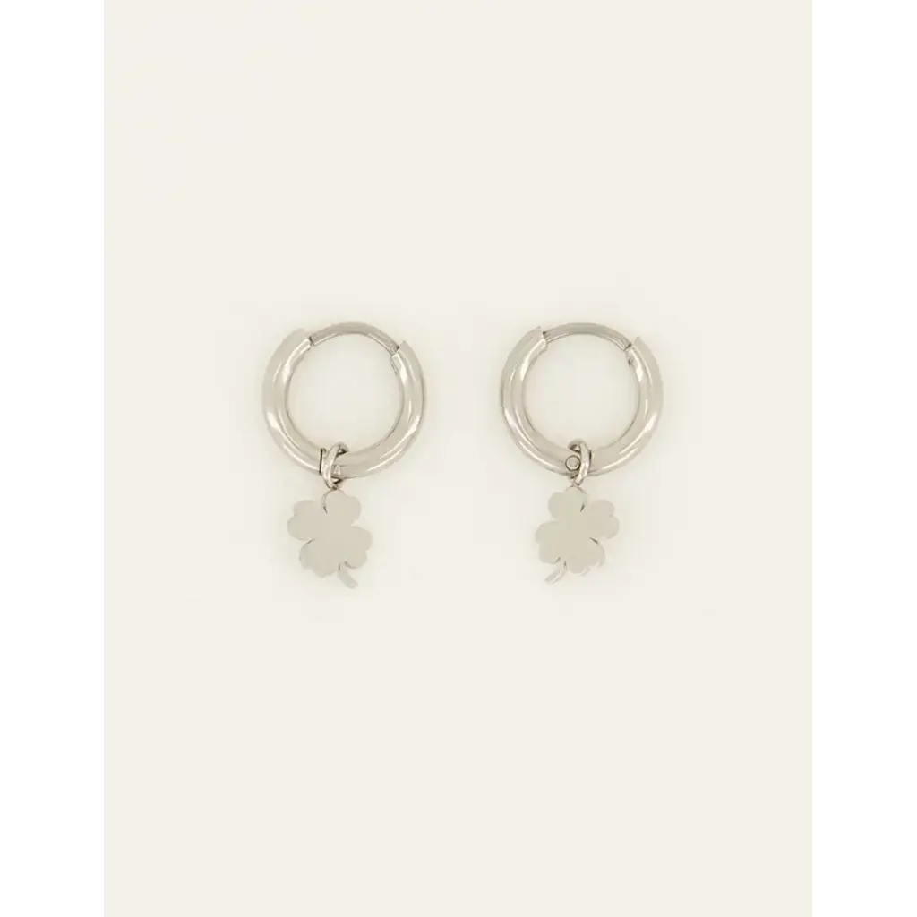 Earring clover 1.2 cm MJ07340 Zilver