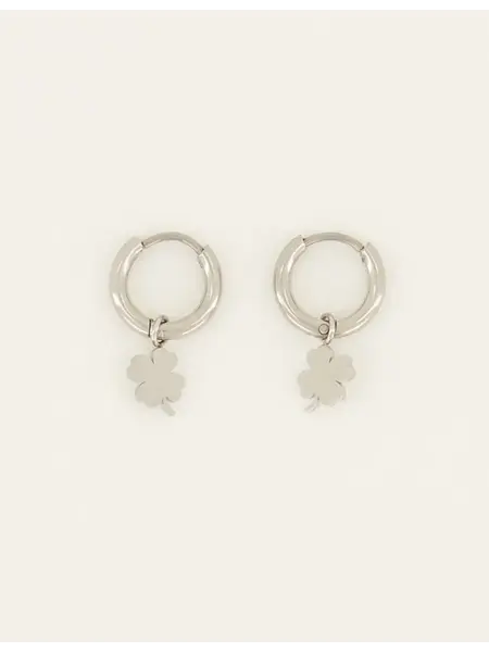 Oorbellen clover 1.2 cm MJ07340 Zilver