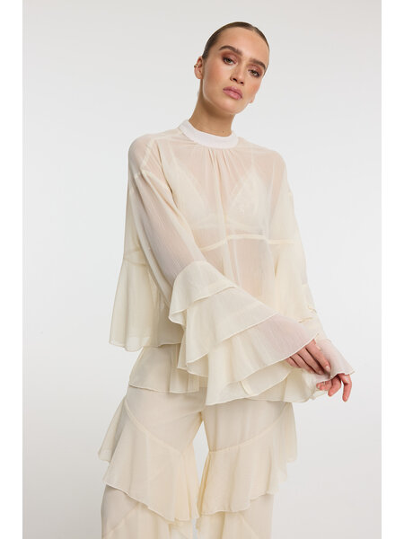 REFINED cropped ruffle blouse CHARLEY (R2603955970) off white