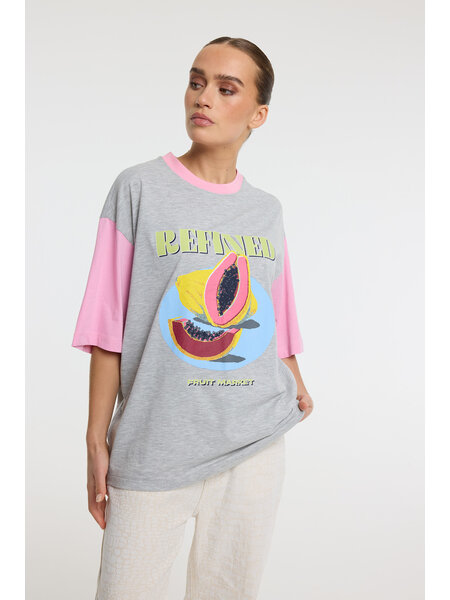 REFINED oversized men t-shirt LOUI (R2603709986) grey melange