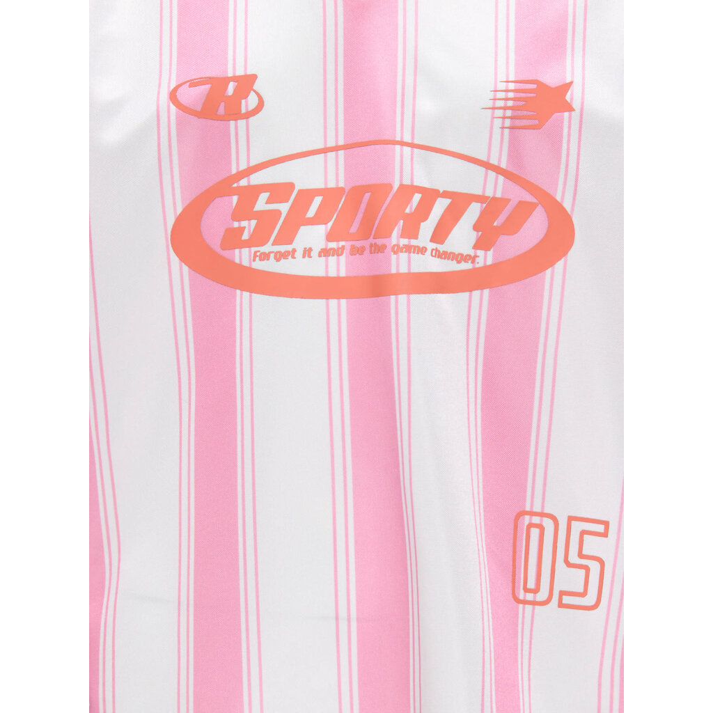 KIDS ONLY KOGLULA S/S V-NECK SPORTY TOP CS JRS 15379283 Bright White Begonia Pink Stripes/Tigerlily Letters