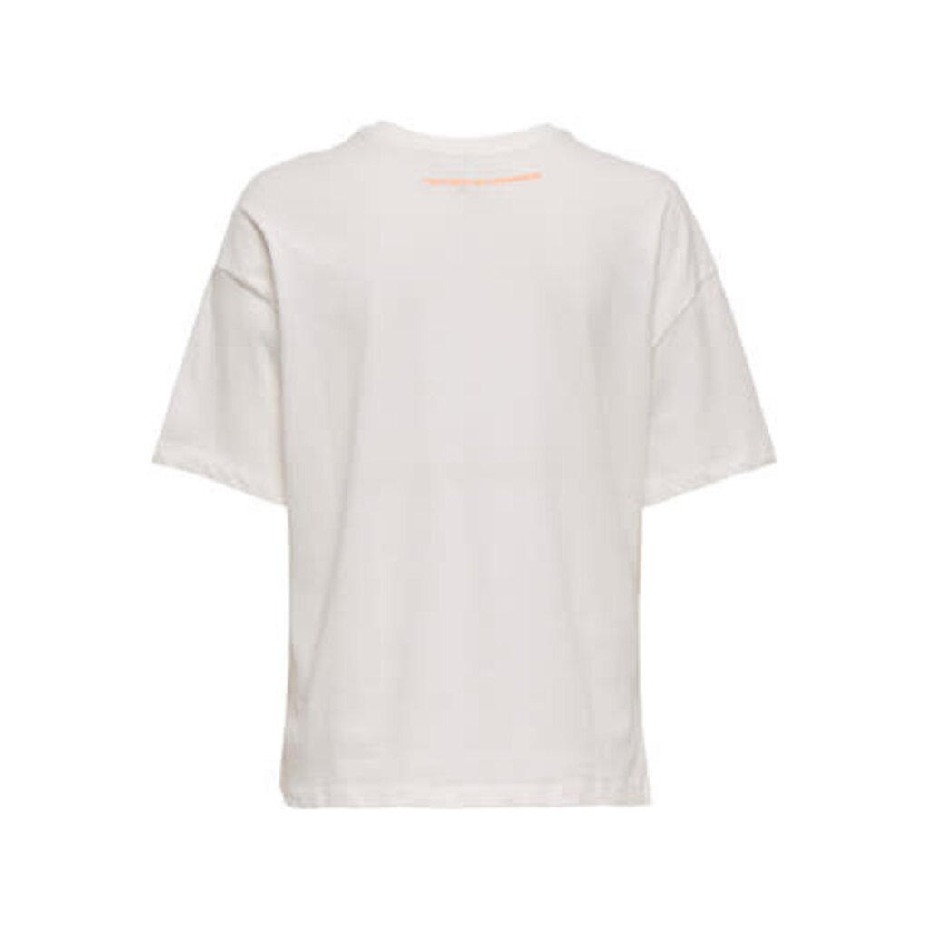 KIDS ONLY KOGBOLETTE LIFE S/S TOP JRS 15371458 Cloud Dancer Orange Vibes