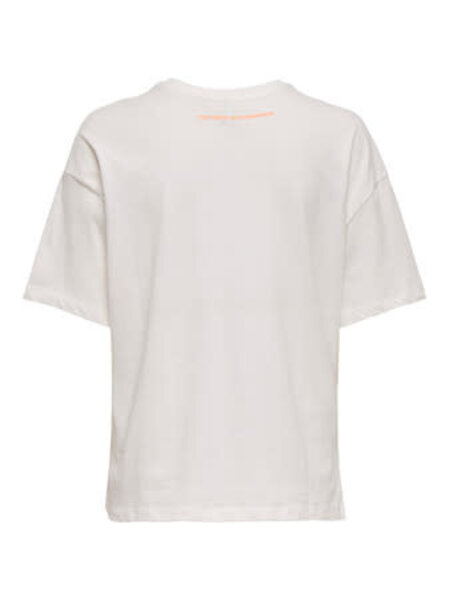 KIDS ONLY KOGBOLETTE LIFE S/S TOP JRS 15371458 Cloud Dancer Orange Vibes