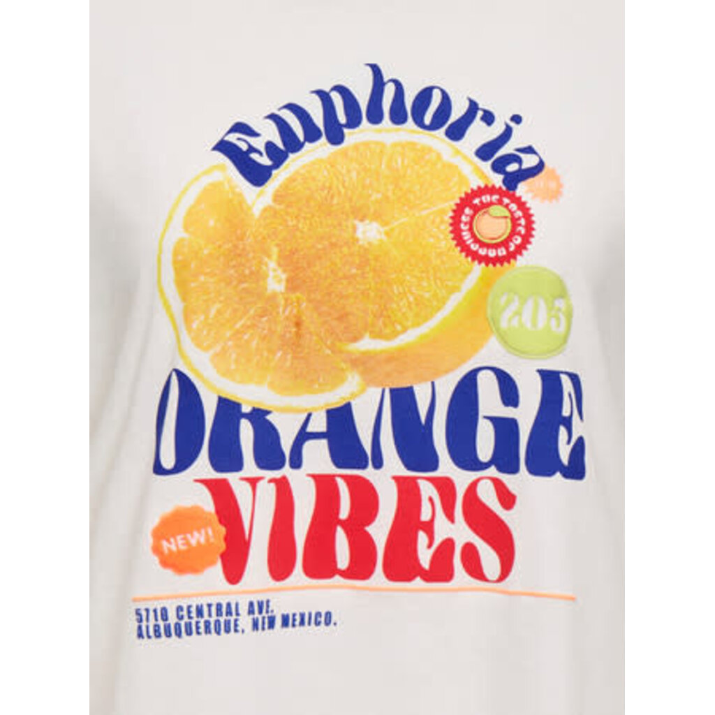 KIDS ONLY KOGBOLETTE LIFE S/S TOP JRS 15371458 Cloud Dancer Orange Vibes