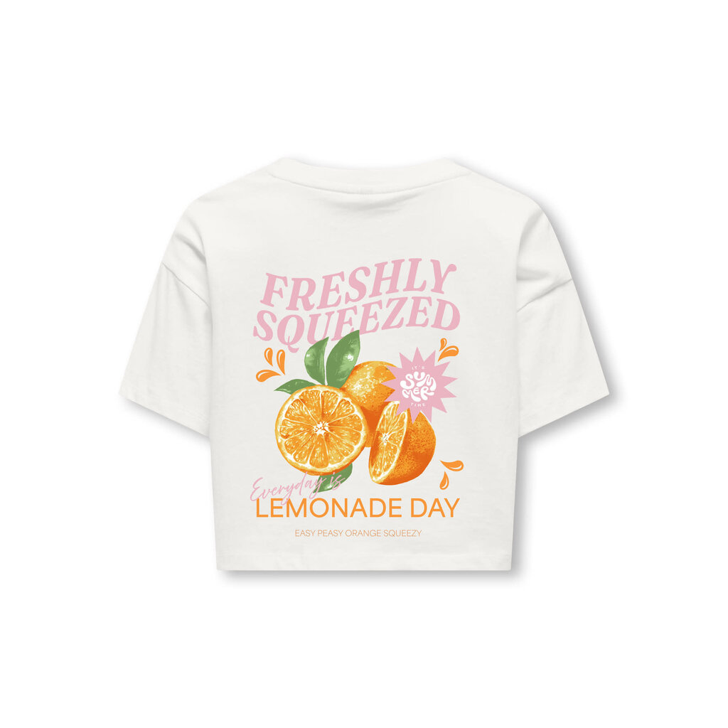 KIDS ONLY KOGMILLA LIFE S/S BOXY PRINTED TOP JRS 15376064 Cloud Dancer Lemonade