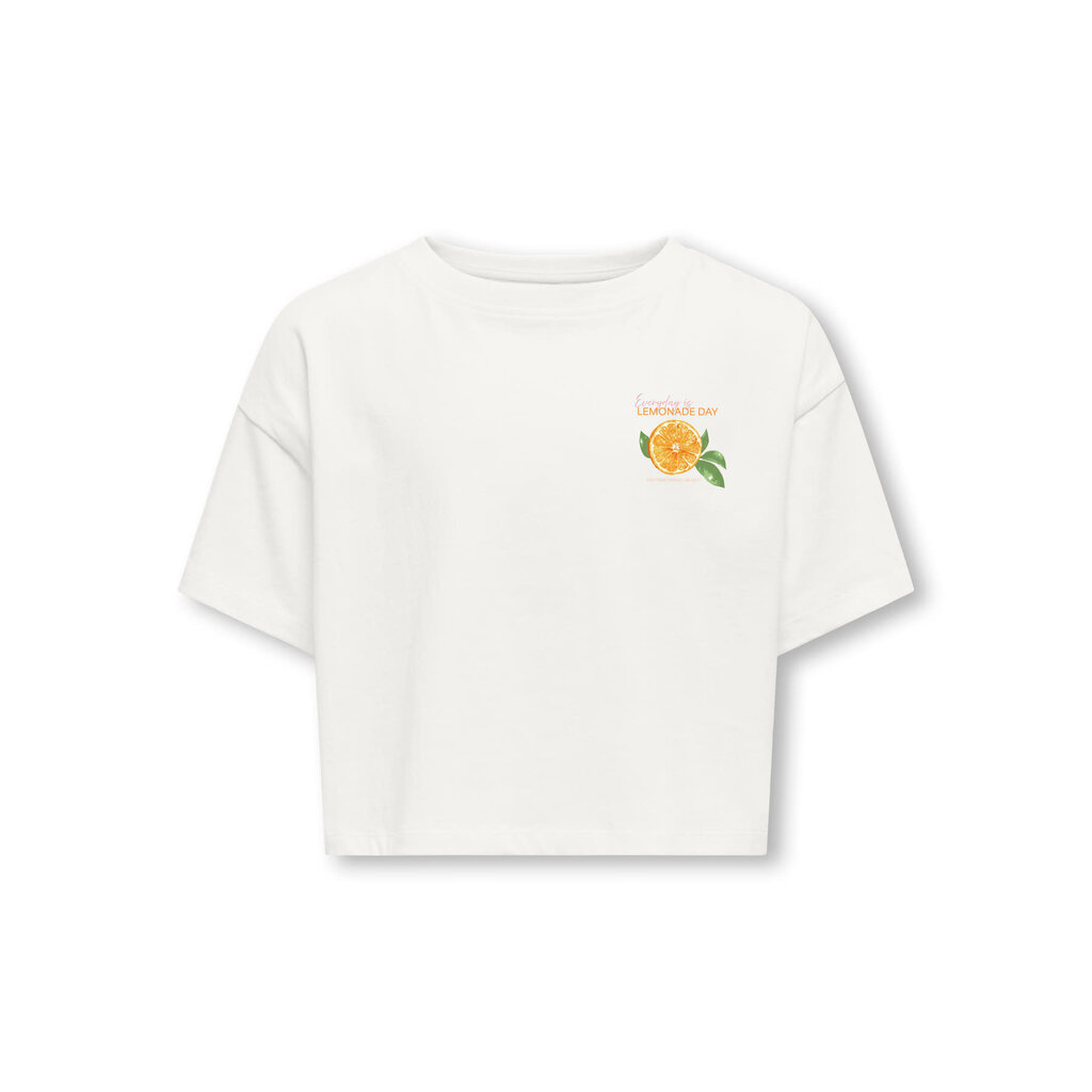 KIDS ONLY KOGMILLA LIFE S/S BOXY PRINTED TOP JRS 15376064 Cloud Dancer Lemonade