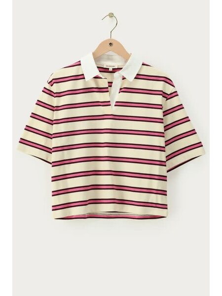 Gestreepte polo met korte mouwen MJ15576 Lichtgeel