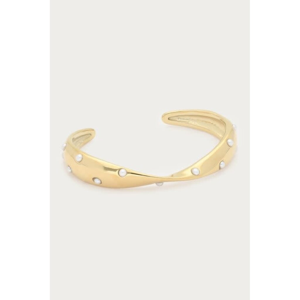 Bangle twist pearls  MJ15365 Goud