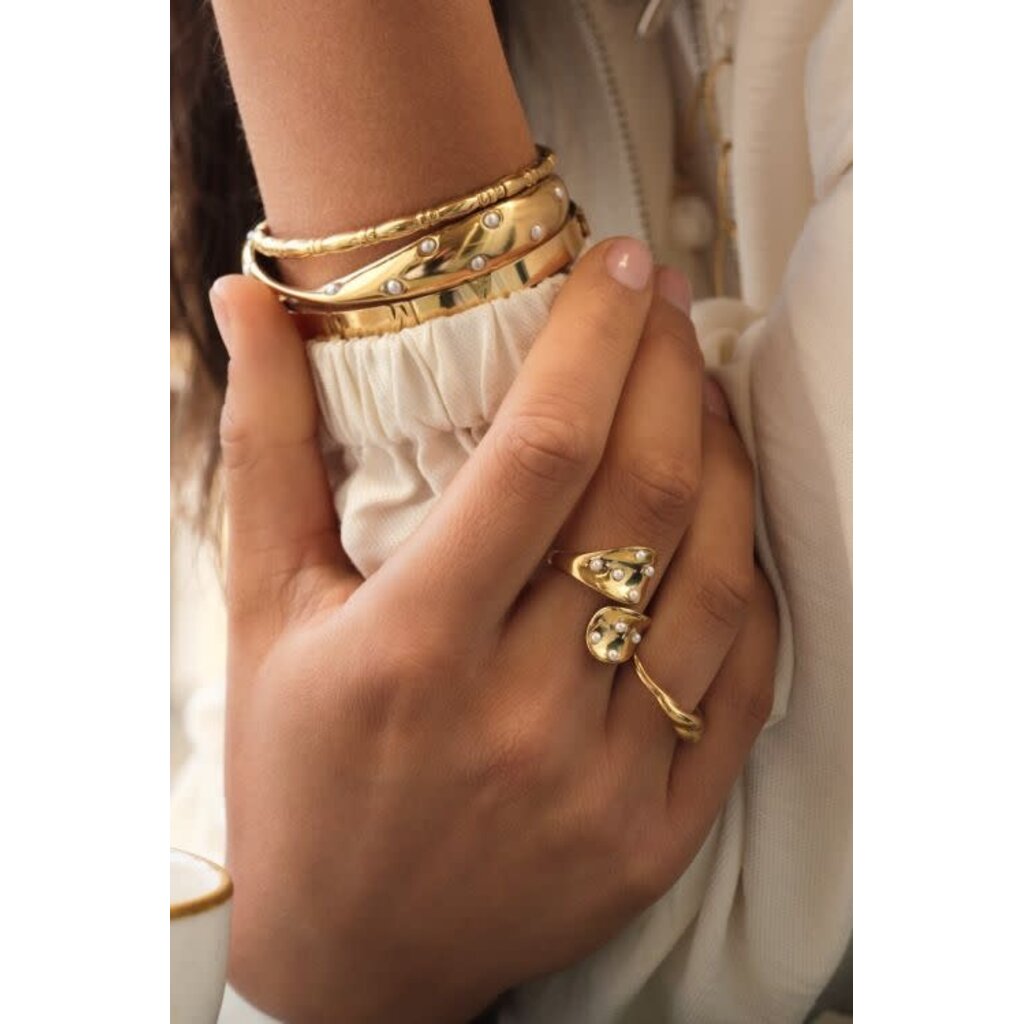 Bangle twist pearls  MJ15365 Goud