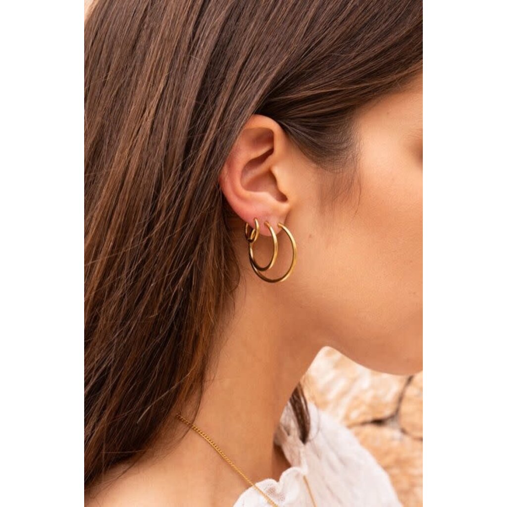 Oorbellens basic hoops medium MJ08593 Goud