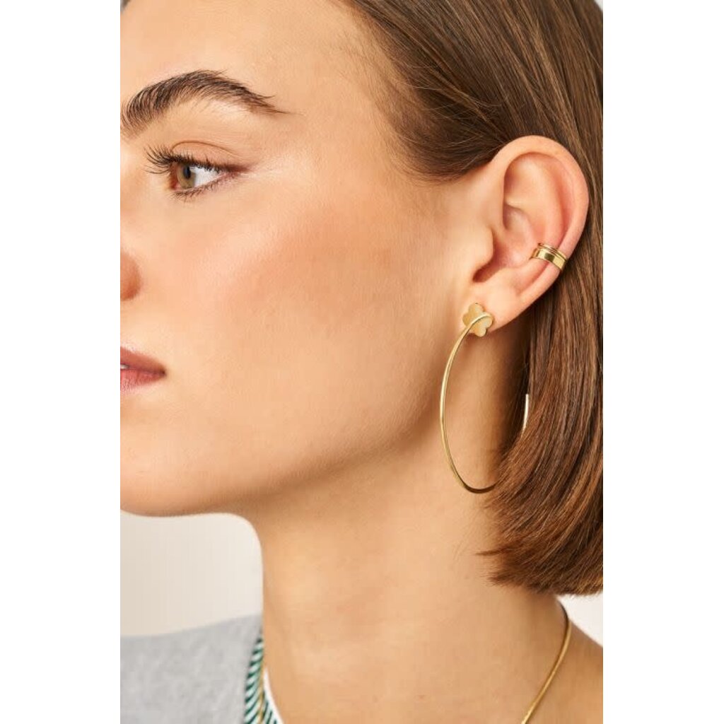 Oorbellens hoop clover MJ15507 Goud