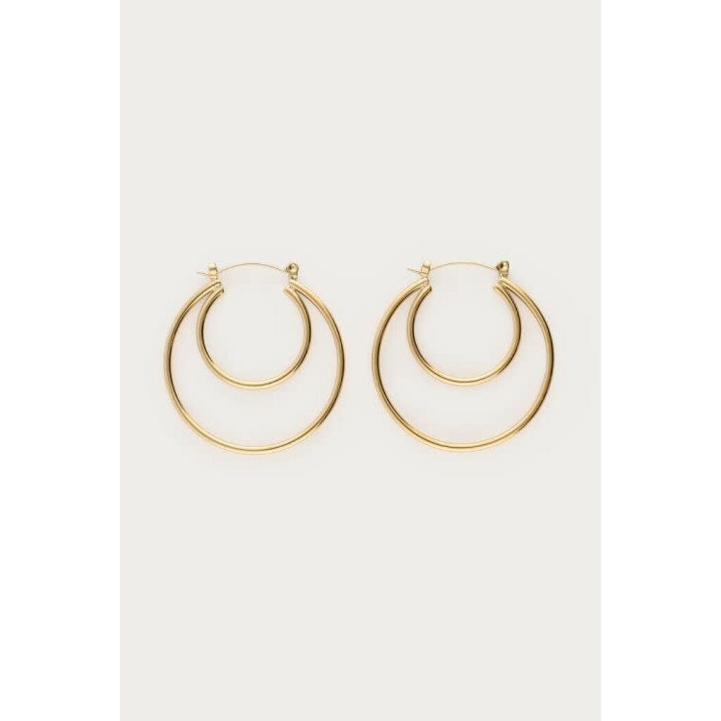 Oorbellens hoop dubble big MJ15509 Goud