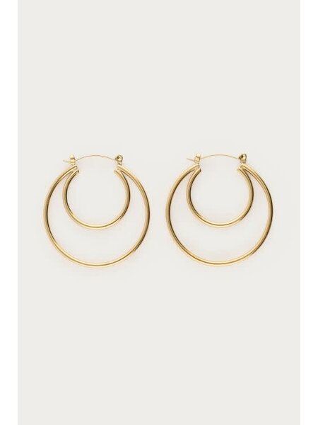 Oorbellens hoop dubble big MJ15509 Goud