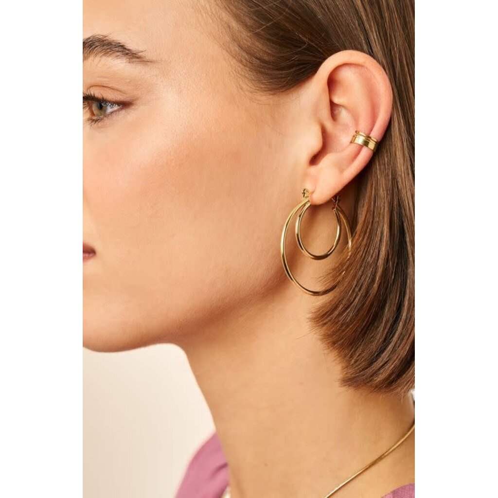 Oorbellens hoop dubble big MJ15509 Goud