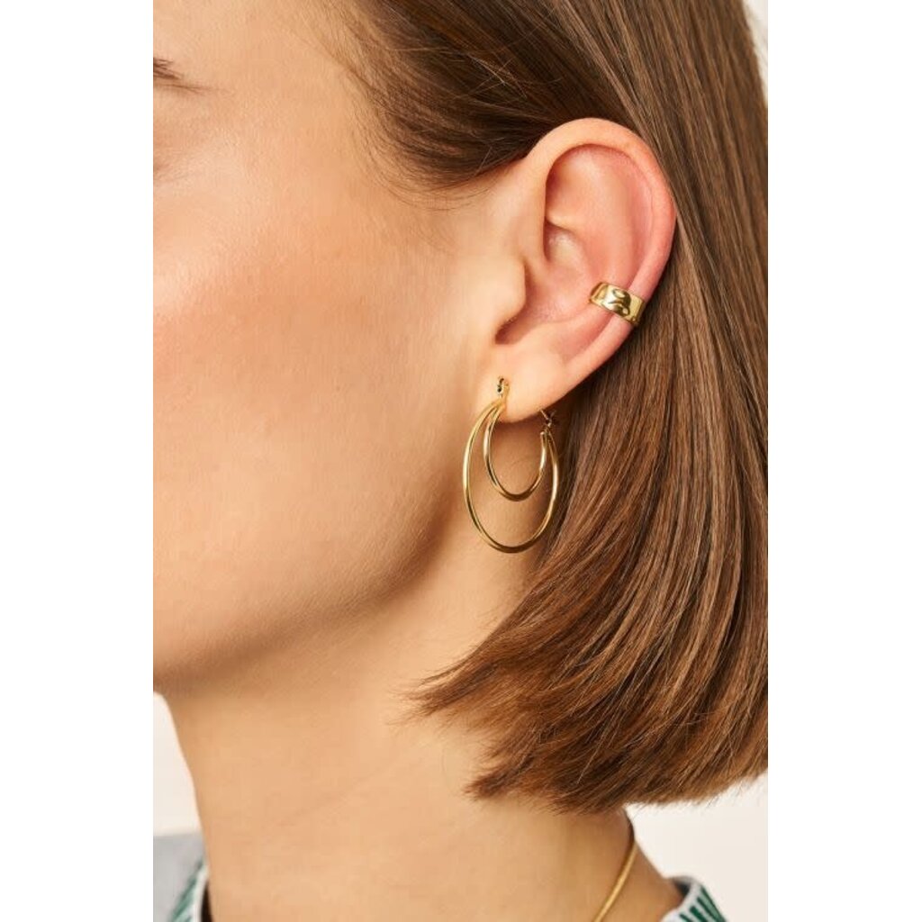 Oorbellens hoop dubble small MJ15511 Goud
