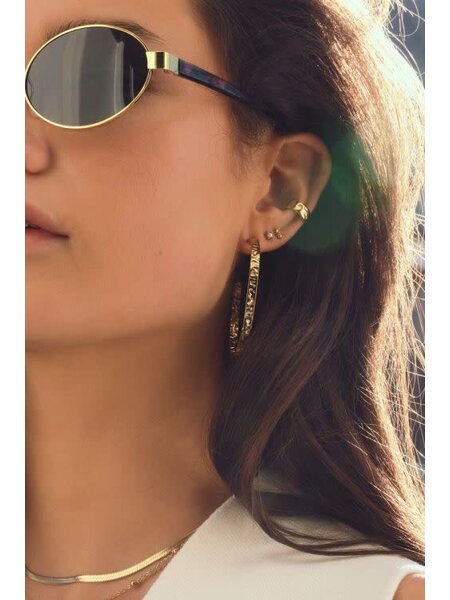 Earrings hoop hammered big  MJ15505 Gold