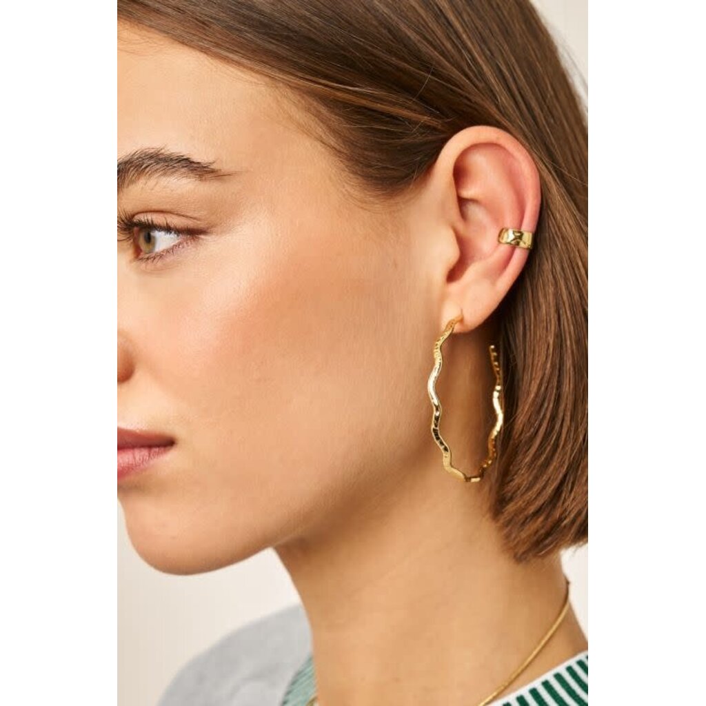 Oorbellens hoop swirl big  MJ15506 Goud