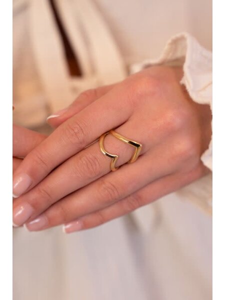 Ring big open heart MJ12554 Gold