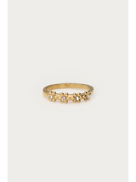 Ring met bloemen & steentjes MJ05609 Goud