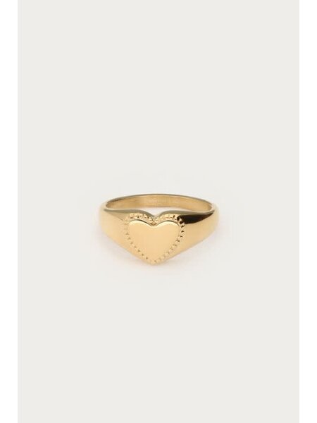 Zegelring met hartje MJ05610 Goud