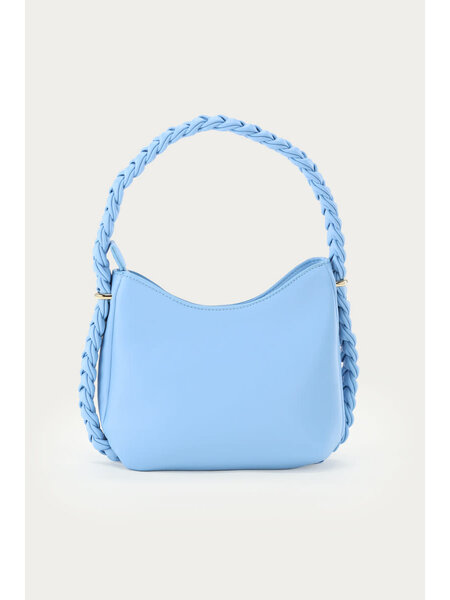 Lichtblauwe schoudertas met gevlochten detail MJ15238