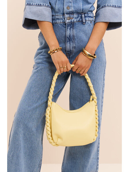 Gele schoudertas met gevlochten detail MJ15239