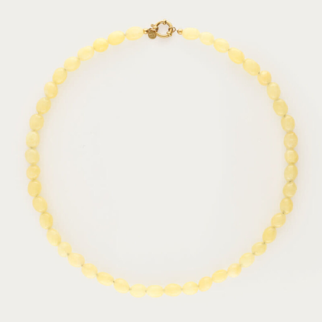 Necklace yellow beads MJ13999 Goud