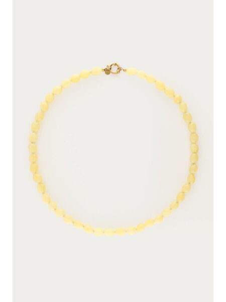 Necklace yellow beads MJ13999 Goud