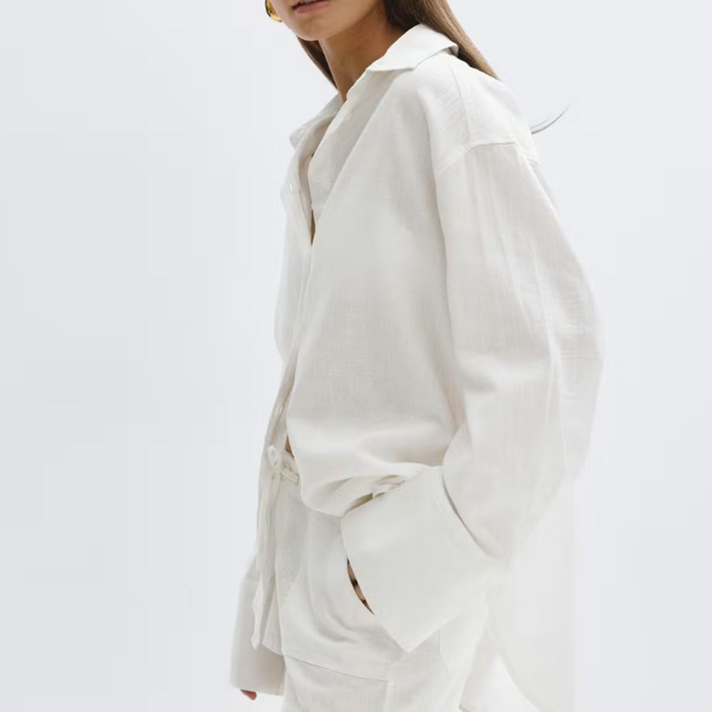 Gina Tricot Oversized linen shirt 26796 White (1000)