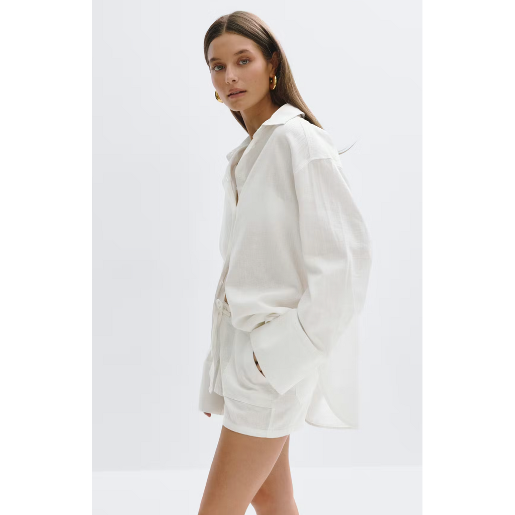 Gina Tricot Oversized linen shirt 26796 White (1000)