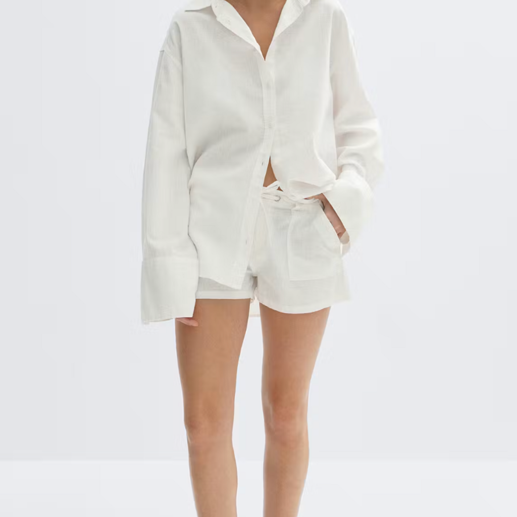 Gina Tricot Oversized linen shirt 26796 White (1000)