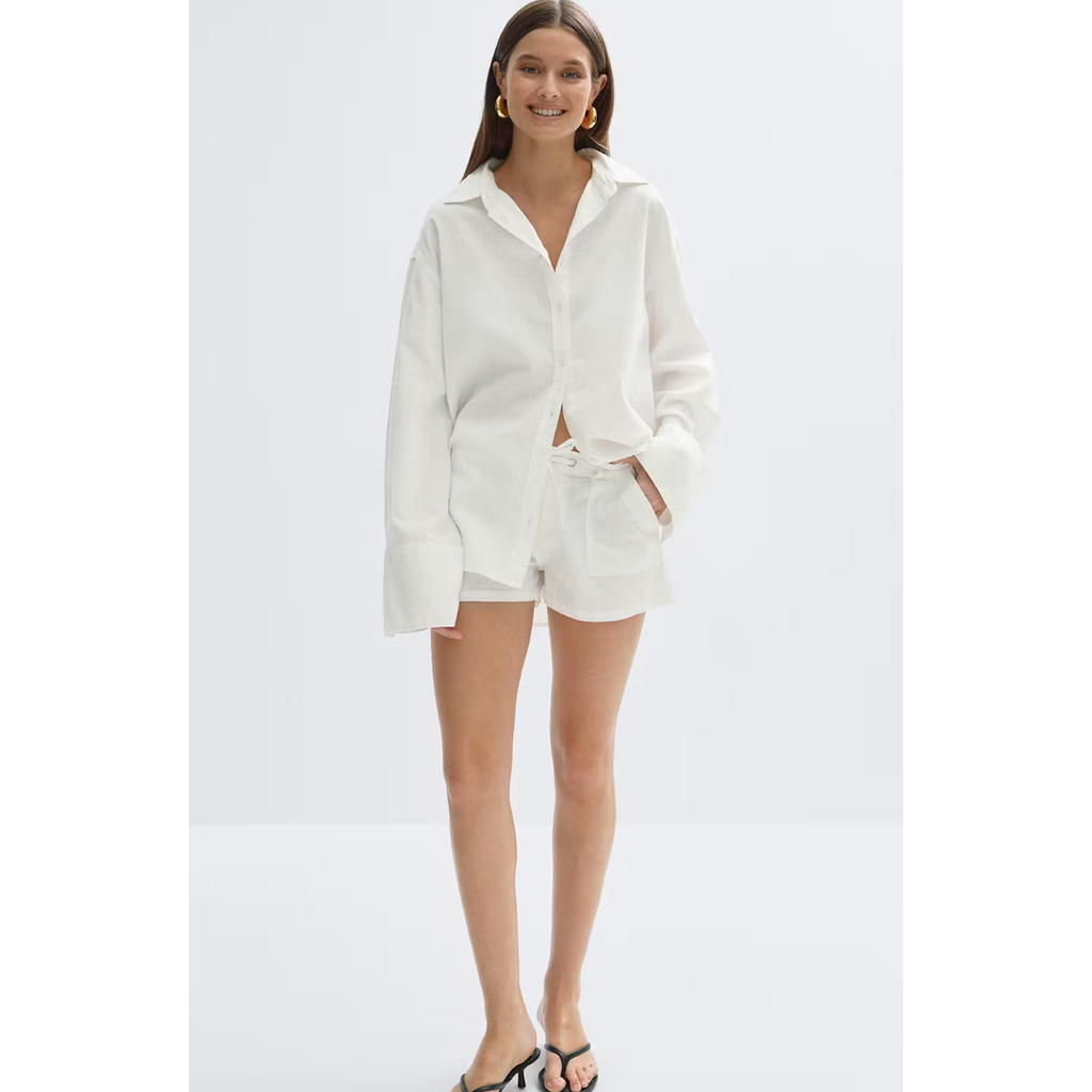 Gina Tricot Oversized linen shirt 26796 White (1000)