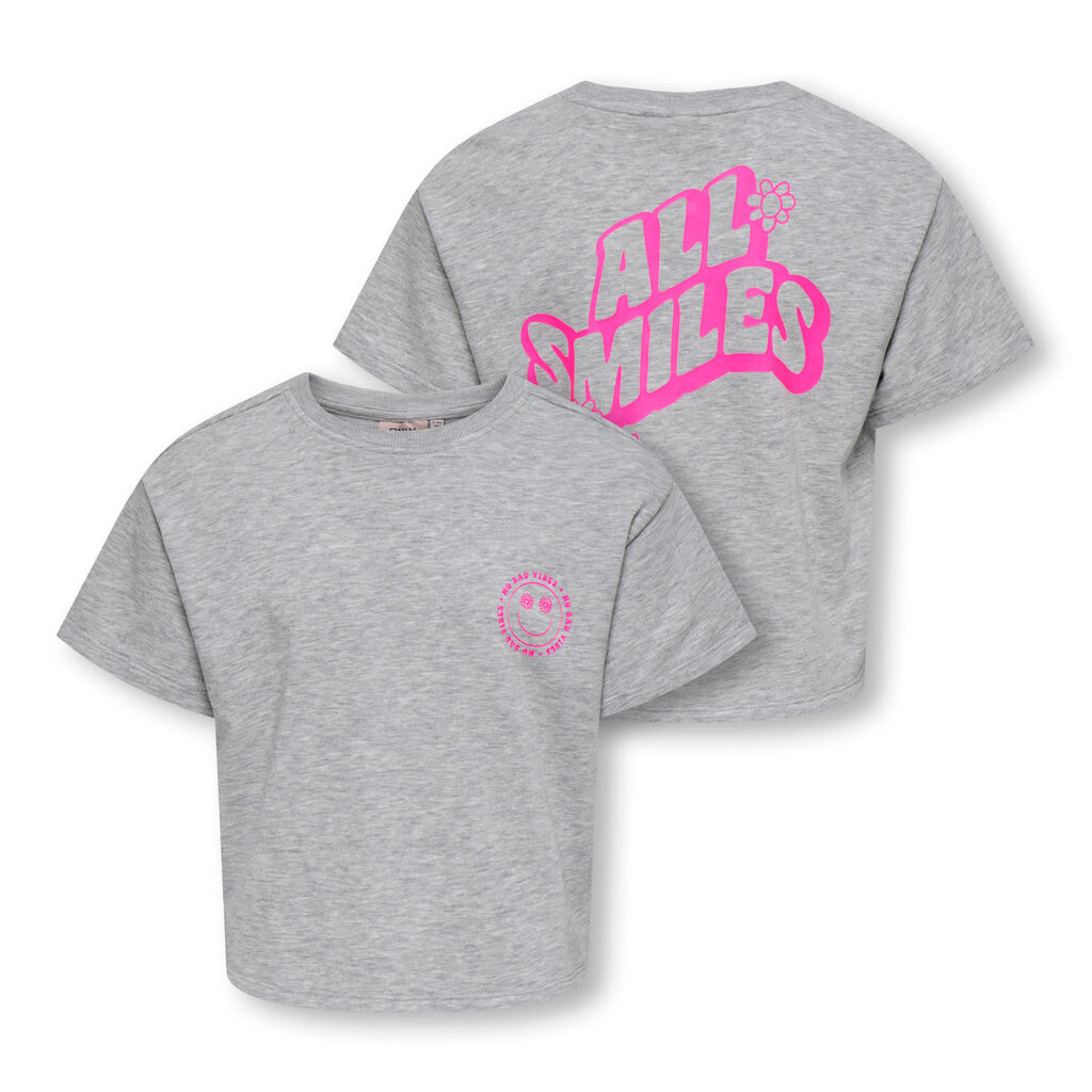 KIDS ONLY KOGJOY LIFE SS PRINTED CREW SWT 15374907 Light Grey Melange Vibes
