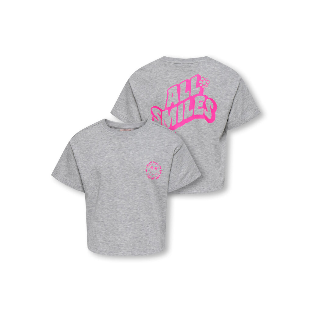 KIDS ONLY KOGJOY LIFE SS PRINTED CREW SWT 15374907 Light Grey Melange Vibes