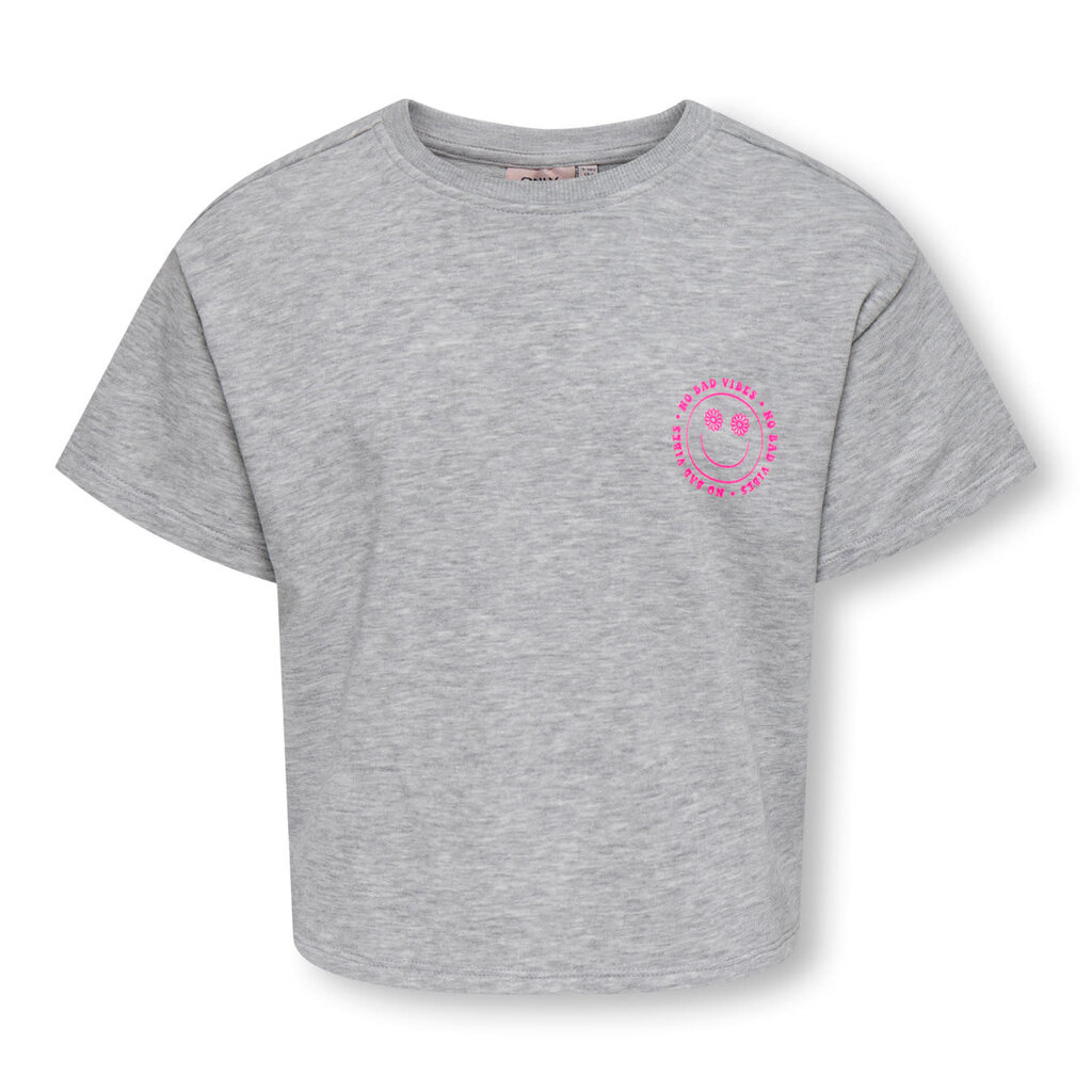 KIDS ONLY KOGJOY LIFE SS PRINTED CREW SWT 15374907 Light Grey Melange Vibes