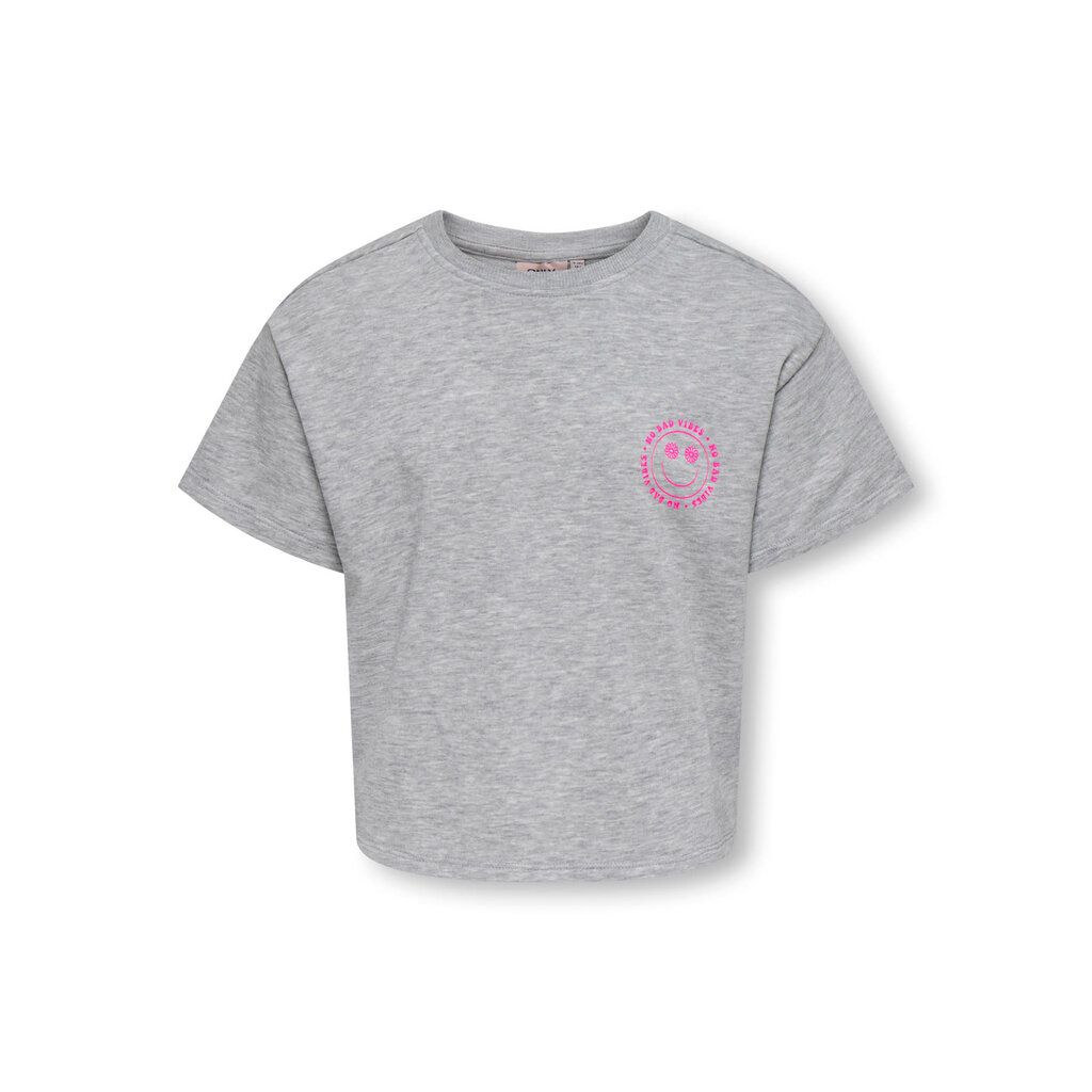 KIDS ONLY KOGJOY LIFE SS PRINTED CREW SWT 15374907 Light Grey Melange Vibes