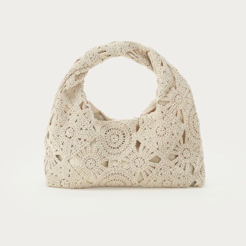 crochet tas met bloemen MJ15807 Beige