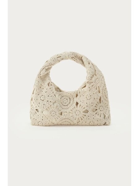crochet tas met bloemen MJ15807 Beige