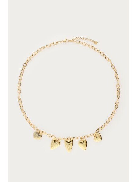 Statement schakelketting met 5 hartjes MJ15917 Goud