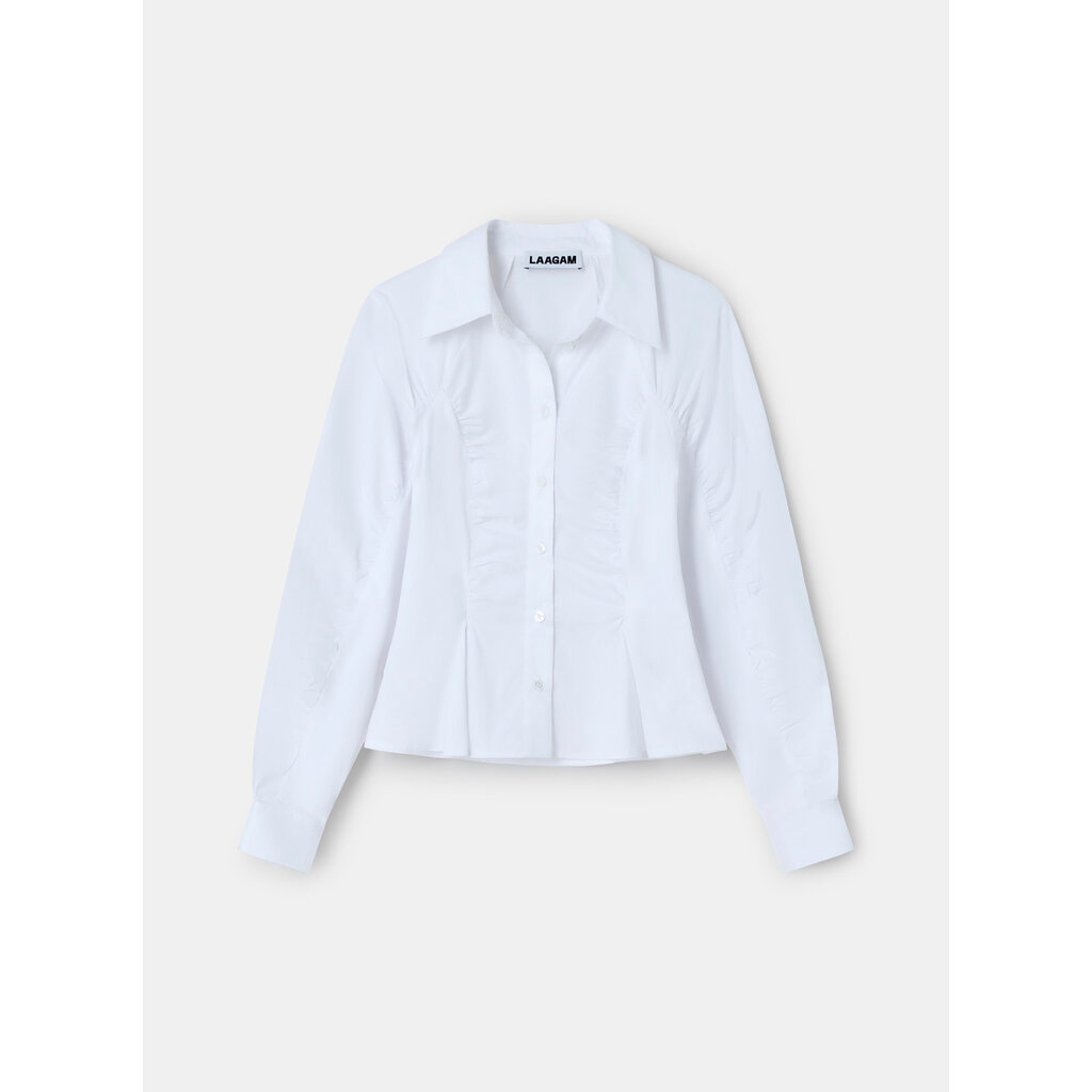 LAAGAM BELLEVILLE WHITE RUCHED SHIRT TP/M2600F01